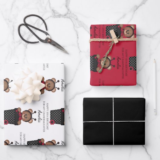 Kute  kleindochter Ladybug kinderen Birthday Inpakpapier Vel (Voorkant)