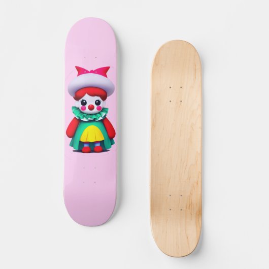 Kute kleine clown roze persoonlijk skateboard (Voorkant)