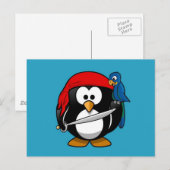 Kute kleine geanimeerde piratenpinguïn briefkaart (Voorkant / Achterkant)
