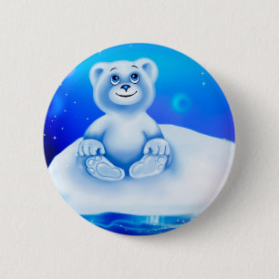Kute, kleine geanimeerde polaire beer ronde button 5,7 cm