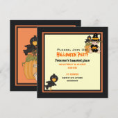 Kute kleine Halloween witje oranje zwarte jurk Kaart (Voorkant / Achterkant)