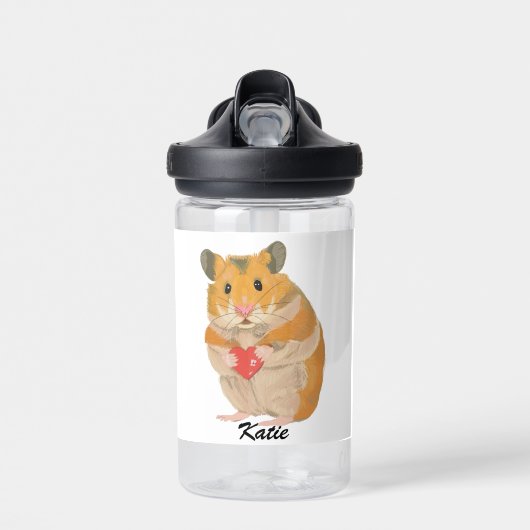 Kute kleine hamster die een hart bewaarde waterfles (Voorkant)