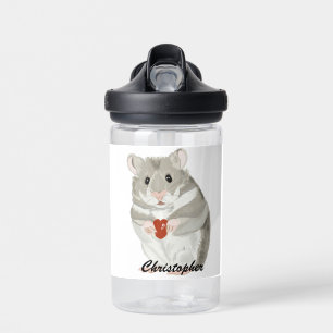 Kute kleine hamster die een hart bewaarde waterfles