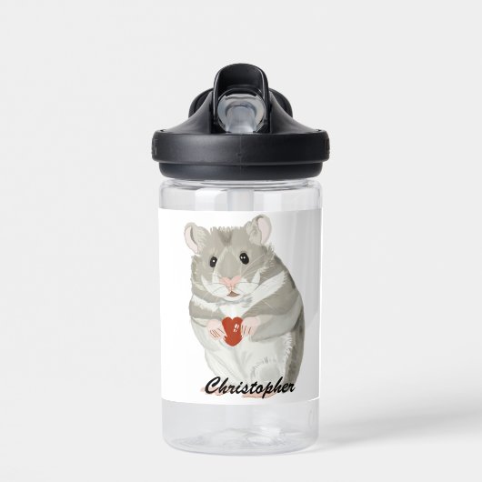 Kute kleine hamster die een hart bewaarde waterfles (Voorkant)