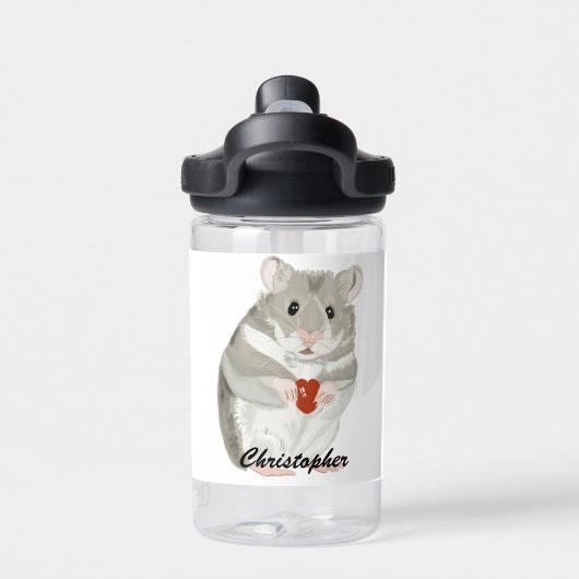 Kute kleine hamster die een hart bewaarde waterfles (Achterkant)