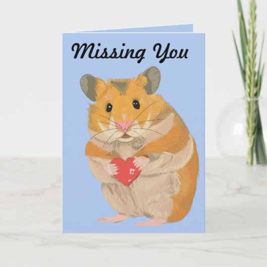 Kute kleine hamster die een hart houdt "Vermist je Kaart (Voorkant)