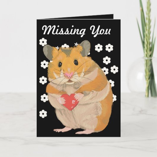 Kute kleine hamster die een hart houdt "Vermist je Kaart (Voorkant)