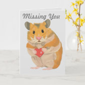 Kute kleine hamster die een hart houdt "Vermist je Kaart (Gele Bloem)