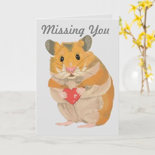 Kute kleine hamster die een hart houdt "Vermist je Kaart (Gele Bloem)