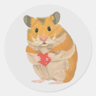 Kute kleine hamster die een hart vasthoudt ronde sticker