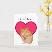 Kute kleine hamster die een rood hart Valentijns h Kaart (Gele Bloem)