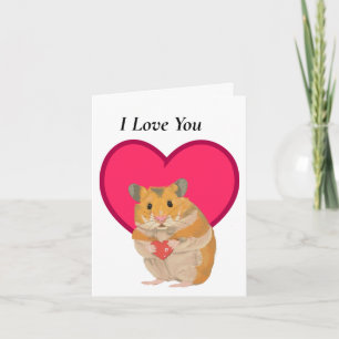 Kute kleine hamster die een rood hart Valentijns h Kaart