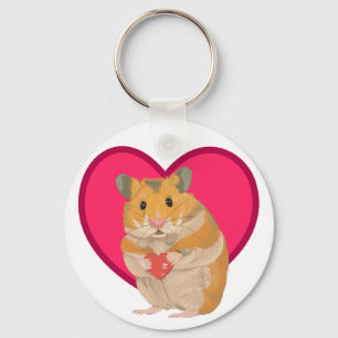 Kute kleine Hamster die een rood hart vasthoudt Sleutelhanger