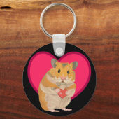 Kute kleine Hamster die een rood hart vasthoudt Sleutelhanger (Achterkant)