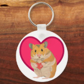 Kute kleine Hamster die een rood hart vasthoudt Sleutelhanger (Voorkant)