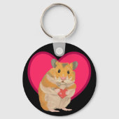 Kute kleine Hamster die een rood hart vasthoudt Sleutelhanger (Achterkant)