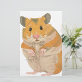 Kute kleine hamster met een bloem briefpapier (Staand voorkant)