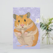 Kute kleine hamster met een bloem briefpapier (Staand voorkant)