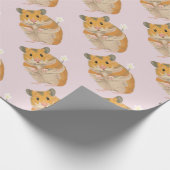 Kute kleine hamster met een bloem cadeaupapier (Hoek)
