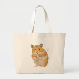 Kute kleine hamster met een bloem grote tote bag