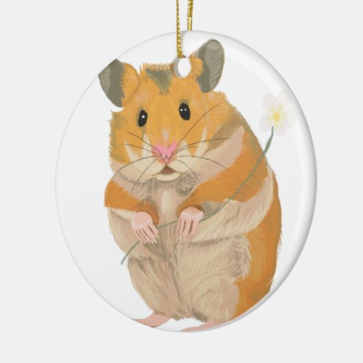 Kute kleine hamster met een bloem keramisch ornament (Links)