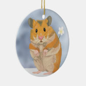 Kute kleine hamster met een bloem keramisch ornament (Rechts)