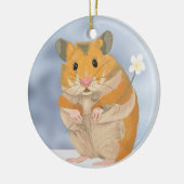 Kute kleine hamster met een bloem keramisch ornament (Links)
