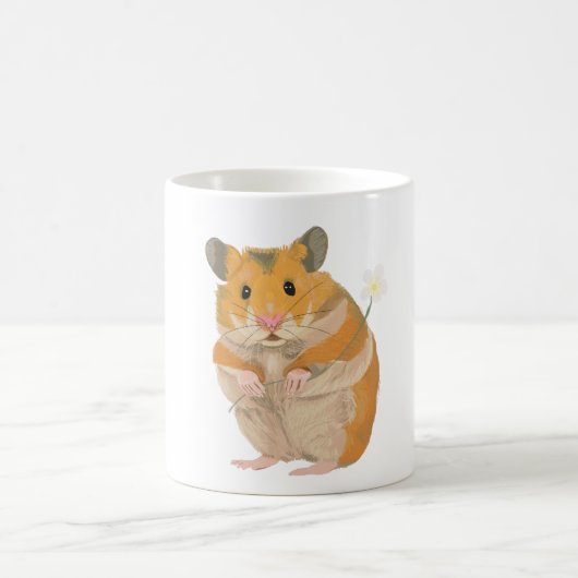 Kute kleine hamster met een bloem koffiemok (Center)