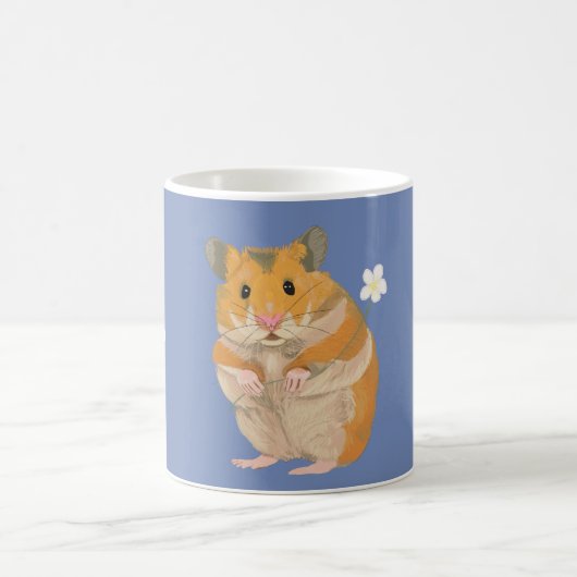 Kute kleine hamster met een bloem koffiemok (Center)