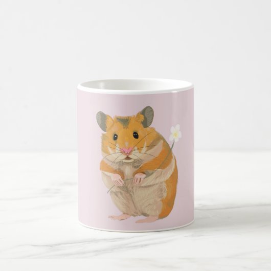 Kute kleine hamster met een bloem koffiemok (Center)