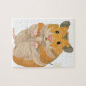 Kute kleine hamster met een bloem legpuzzel (Horizontaal)