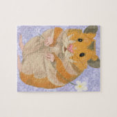 Kute kleine hamster met een bloem legpuzzel (Horizontaal)