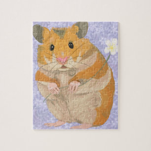Kute kleine hamster met een bloem legpuzzel