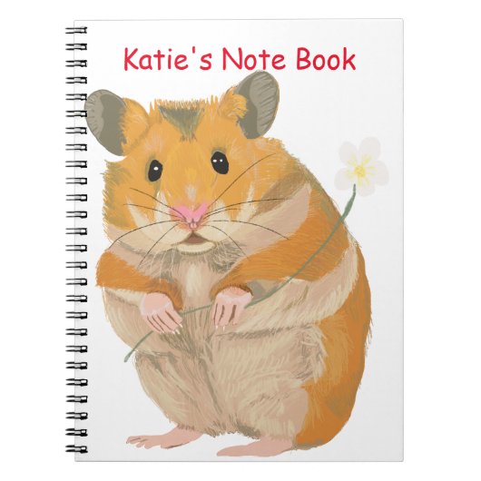 Kute kleine hamster met een bloem notitieboek (Voorkant)