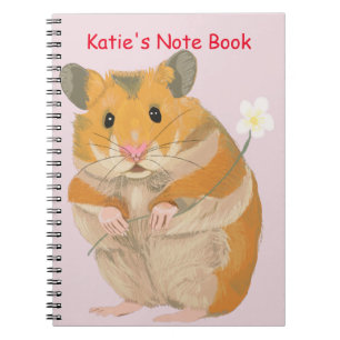 Kute kleine hamster met een bloem notitieboek