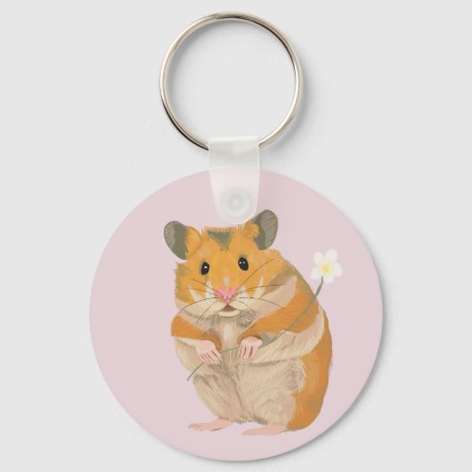 Kute kleine hamster met een bloem sleutelhanger (Voorkant)