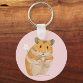 Kute kleine hamster met een bloem sleutelhanger (Achterkant)