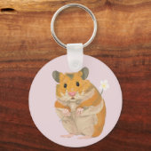 Kute kleine hamster met een bloem sleutelhanger (Voorkant)