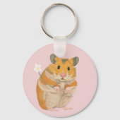 Kute kleine hamster met een bloem sleutelhanger (Achterkant)
