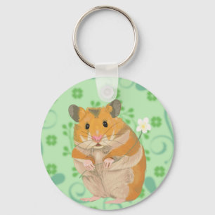 Kute kleine hamster met een bloem sleutelhanger