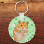 Kute kleine hamster met een bloem sleutelhanger (Achterkant)