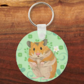 Kute kleine hamster met een bloem sleutelhanger (Voorkant)