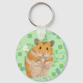 Kute kleine hamster met een bloem sleutelhanger (Achterkant)
