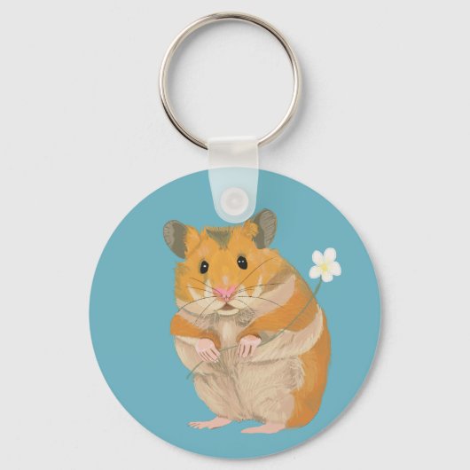 Kute kleine hamster met een bloem sleutelhanger (Voorkant)