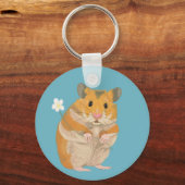 Kute kleine hamster met een bloem sleutelhanger (Achterkant)