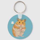 Kute kleine hamster met een bloem sleutelhanger (Achterkant)