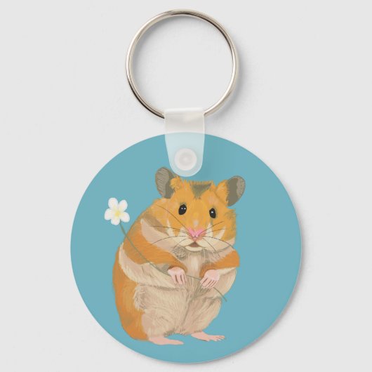 Kute kleine hamster met een bloem sleutelhanger (Achterkant)
