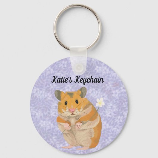 Kute kleine hamster met een bloem sleutelhanger (Voorkant)