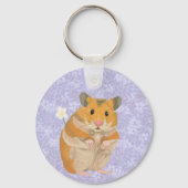 Kute kleine hamster met een bloem sleutelhanger (Achterkant)