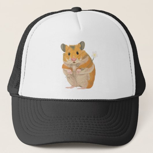 Kute kleine hamster met een bloem trucker pet (Voorkant)